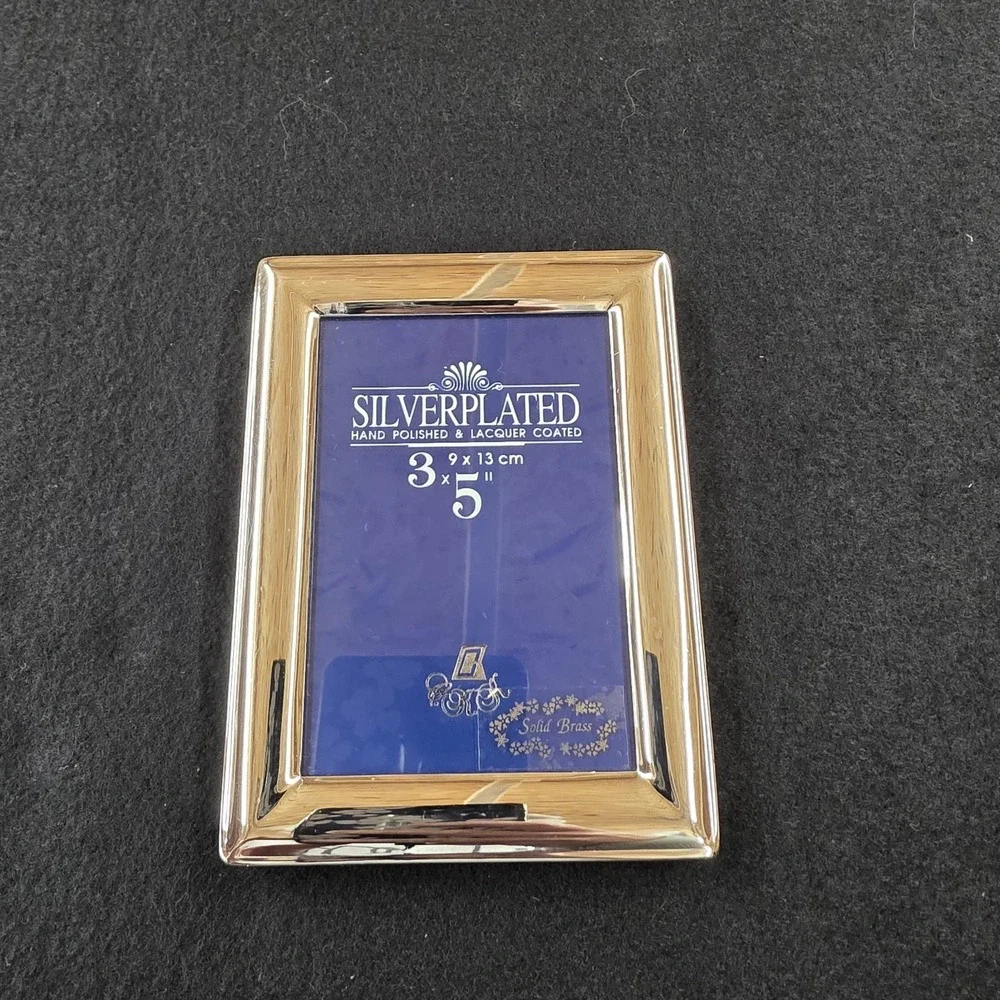 Vintage Silver Plated Solid Brass Picture Frame 3.5x5 Hand Polished Lacquer Coat